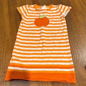 Orange Striped Pumpkin Kids Knit Dress